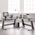 Moderne Glas-L-Form-Computer-Workstation-Masse